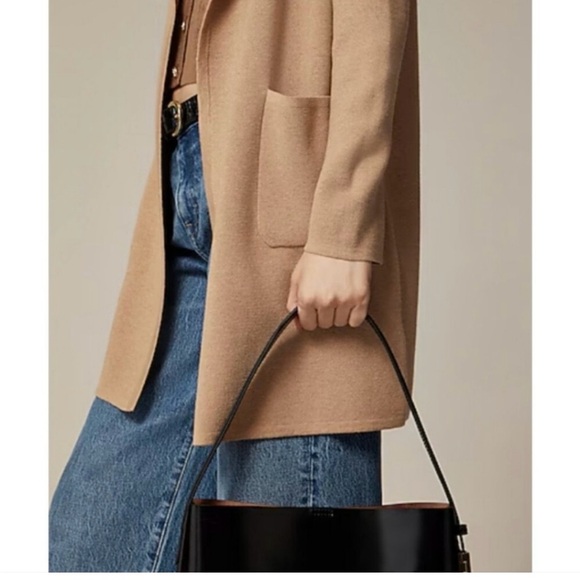 J. Crew Tan Juliette Collarless Women's Cardigan Sweater - Picture 10 of 12